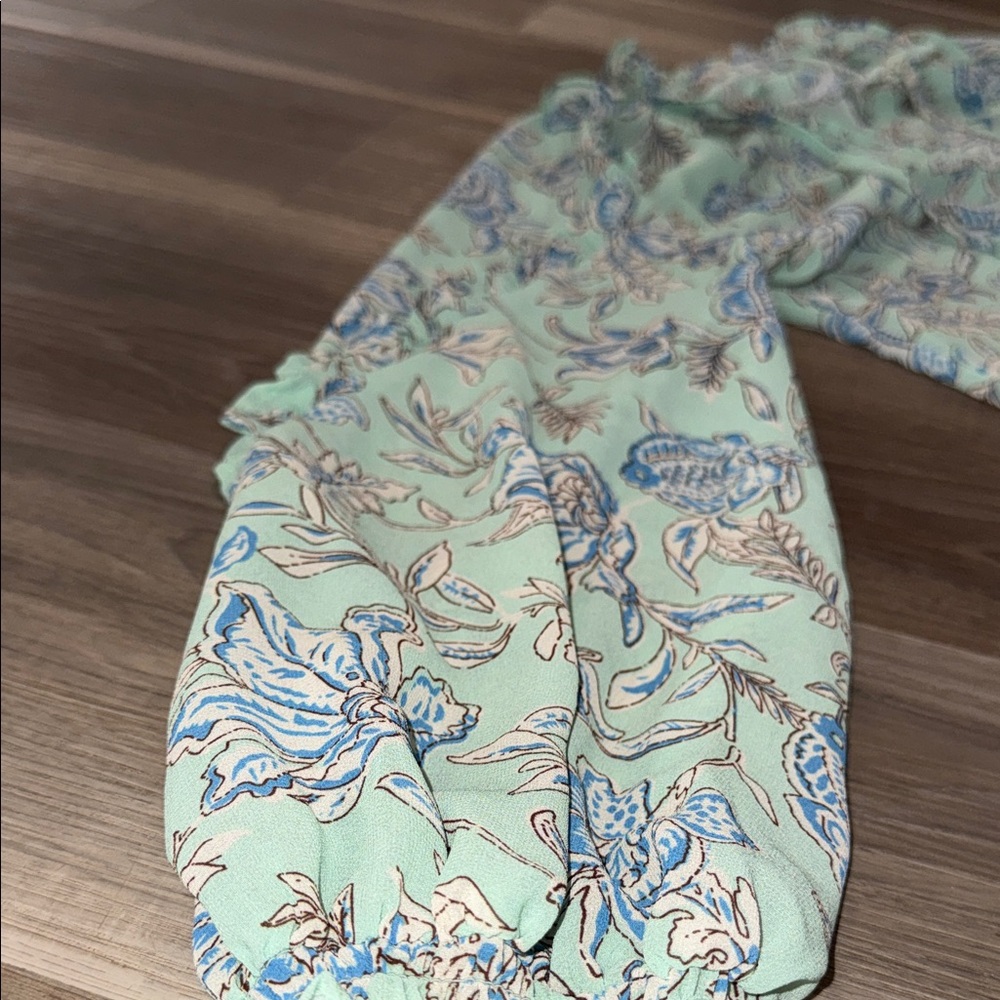 Ricki's Mint Green Floral Tie-Neck Blouse - Picture 3 of 5